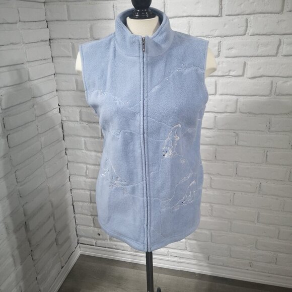 Northern Reflections Ladies Size Large Light Blue Fleece Full Zip Vest - Picture 1 of 11